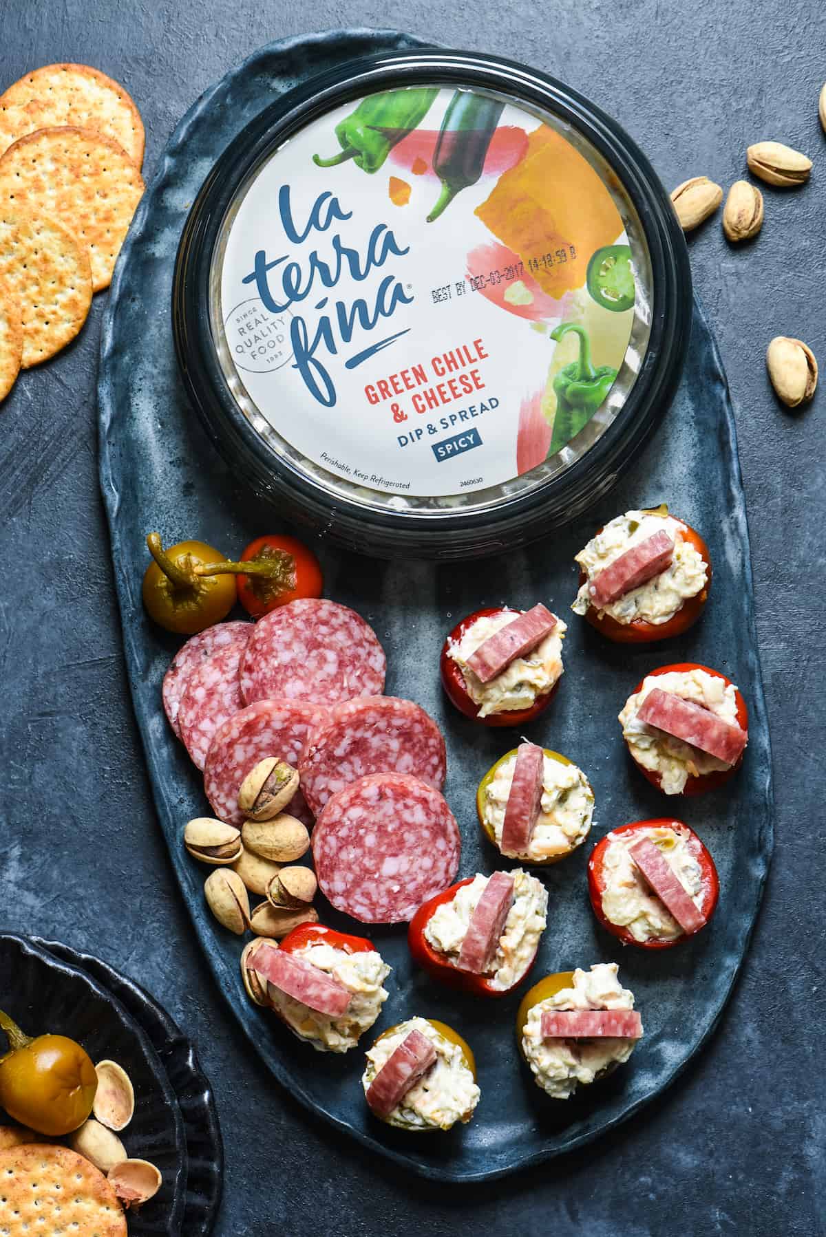 These Cherry Pepper Appetizers are the quickest snack to whip up for a party! No cooking required, but big, satisfying flavors that will keep people happy until the main course. | foxeslovelemons.com