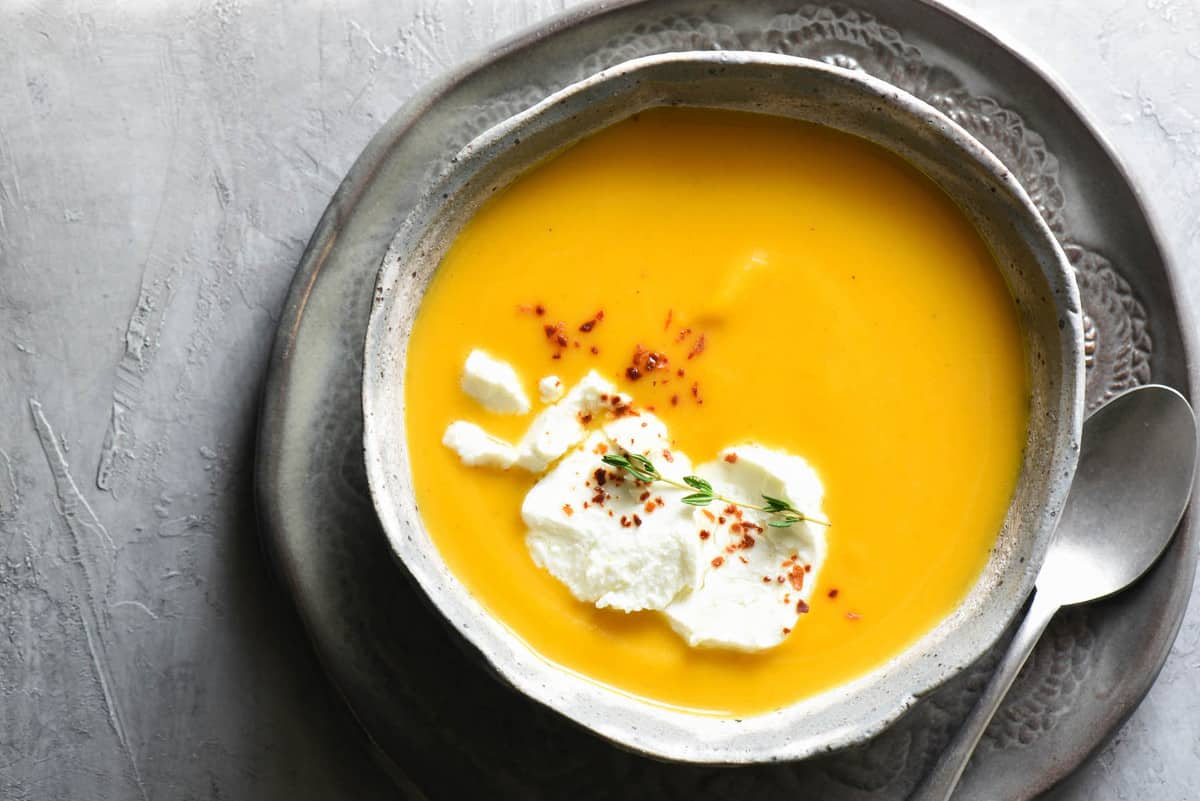 This simple Instant Pot Butternut Squash Soup cooks in just 6 minutes! Finishing with goat cheese adds a special touch that makes this a restaurant-quality dish you can easily make at home. | foxeslovelemons.com