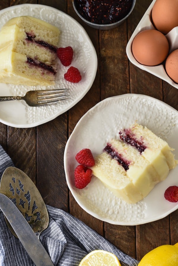 Lemon & Raspberry Cake for Two - This sweet little cake is bursting with enough fruit flavor to brighten up a cold winter day. | foxeslovelemons.com