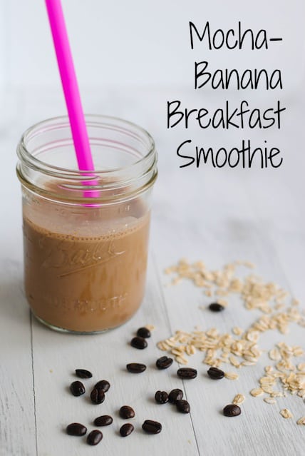 Mocha-Banana Breakfast Smoothie - A fruity smoothie and a cup of coffee...all in one! Get the energy to power through your day with this recipe! | foxeslovelemons.com