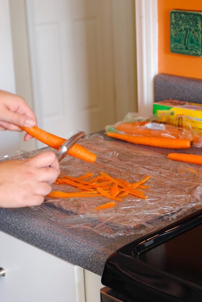 Culinary School Lesson: Peel Veggies Without Making A Mess! One simple trick that will save you tons of prep and cleanup time in the kitchen. | foxeslovelemons.com