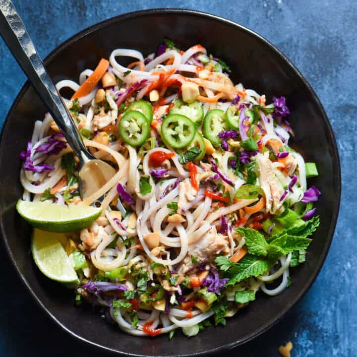 Slow Cooker Thai Turkey Noodle Bowls - A simple slow cooker meal with a flurry of fresh ingredients. | foxeslovelemons.com