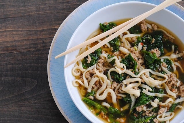 Spicy Pork & Mustard Green Soup from Bon Appetit January 2014 | foxeslovelemons.com