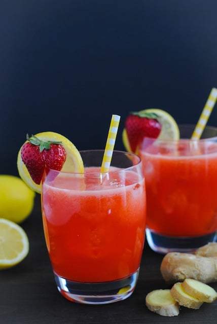 Strawberry-Ginger Lemonade - A unique and refreshing twist on classic lemonade! | foxeslovelemons.com